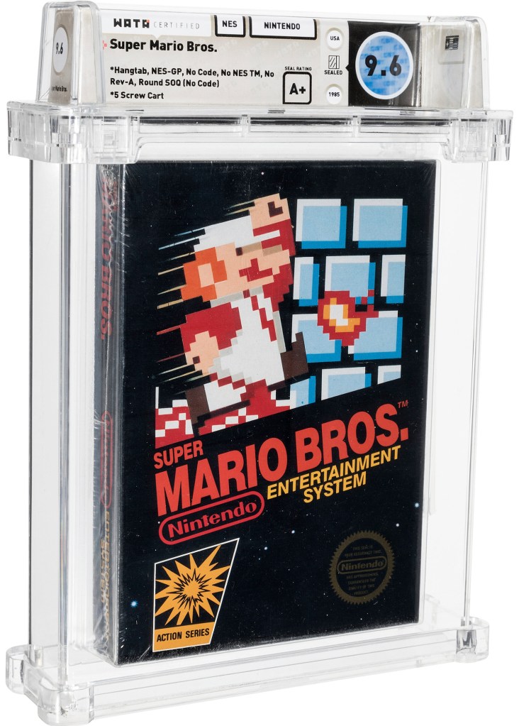 This photo provided by Heritage Auctions, shows an unopened copy of Nintendo's Super Mario Bros., purchased in 1986.