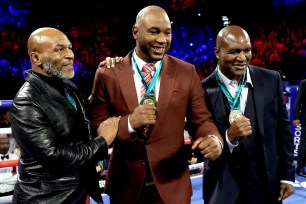 Mike Tyson, Lennox Lewis and Evander Holyfield in February 2020