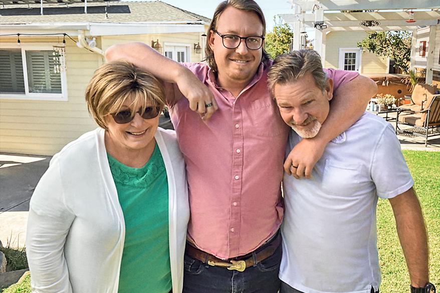 40 year old property virgin Brad funny pose with parents