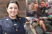 Video from a body cam worn by Officer Alyssa Vogel, left, shows her responding to the Times Square shooting
