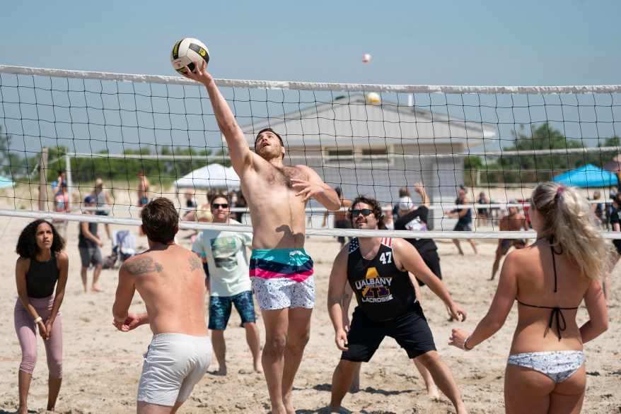 The first ever NYPD vs FDNY Lou Alvarez fundraiser "Volley For Heroes" volleyball tournament to raise money for Law Enforcement families on June 5, 2021 in Point Lookout, NY.