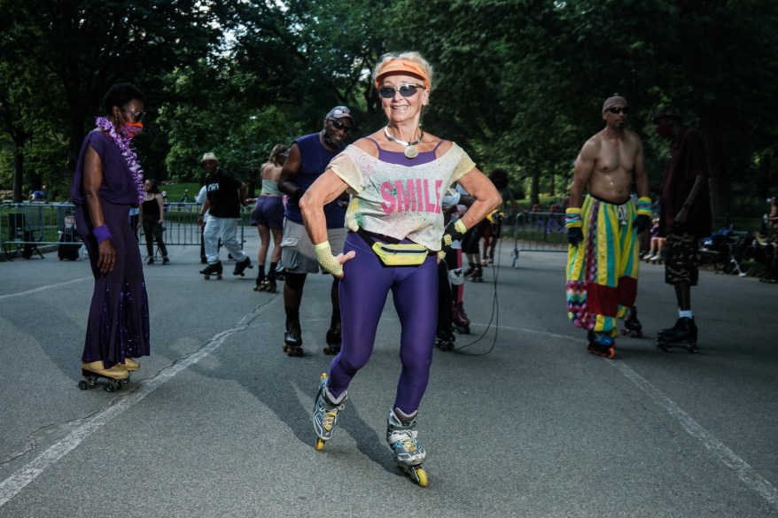 People roller skate at the Central Park Skate Circle on June 6, 2021.