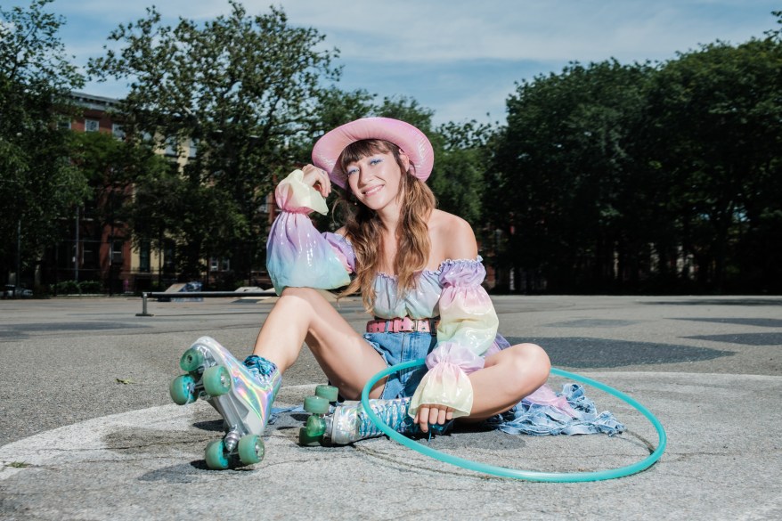 Artist and musician Mia Madden, 24, rollerskates in Tompkins Square Park on June 8, 2021.