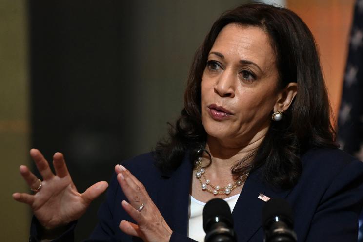 Vice President Kamala Harris speaks during a joint press conference with Guatemalan President Alejandro Giammattei in Guatemala City on June 7, 2021.