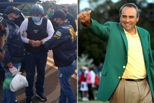 Angel Cabrera in handcuffs while being extradited and winning the 2009 Masters