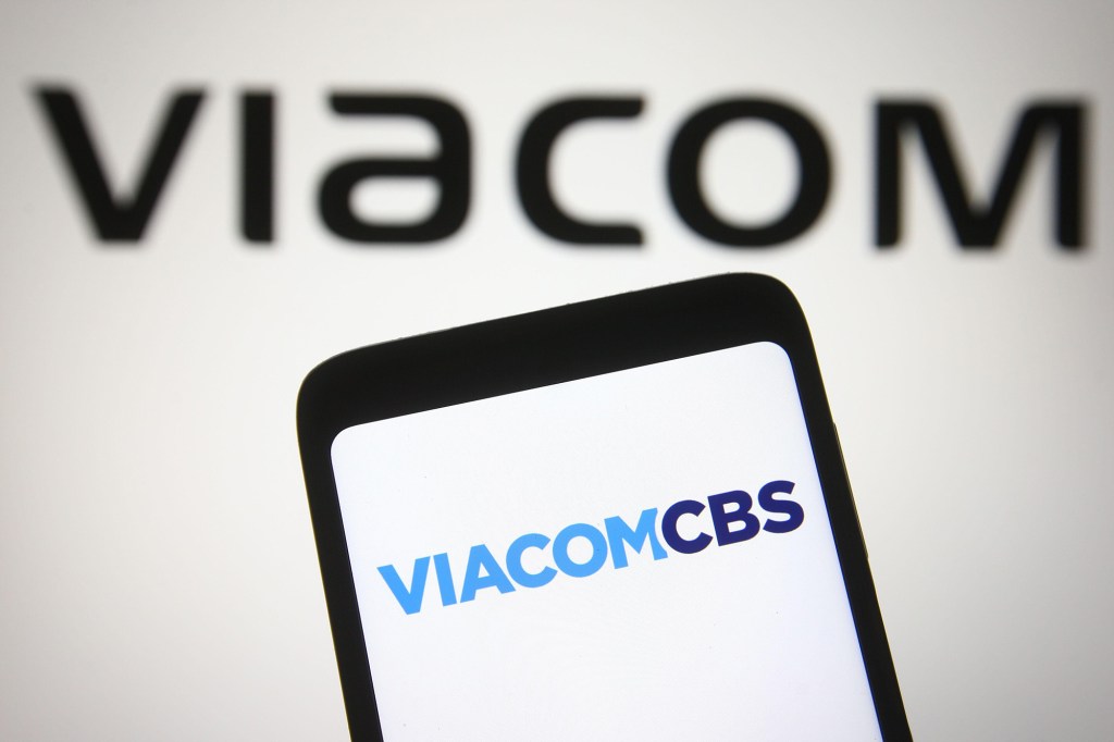 An image of a phone with a ViacomCBS screen.