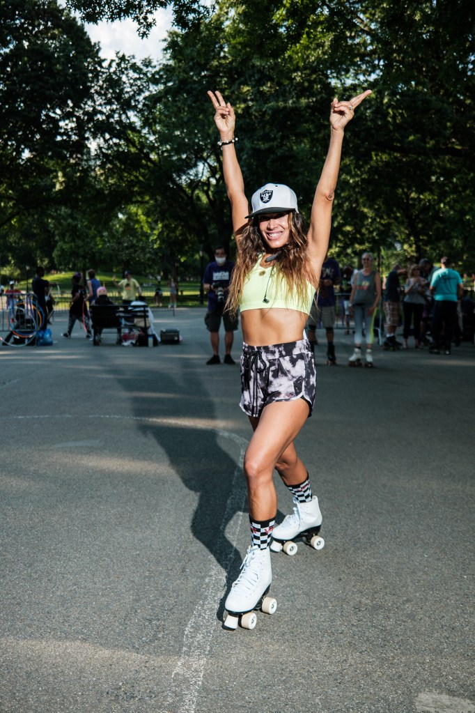 Chris Barreto skating at the Central Park Skate Circle.