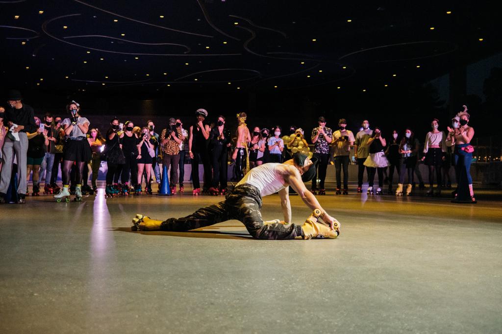 Tim Young, 34 busts a move at Dreamland Roller Rink in Prospect Park.