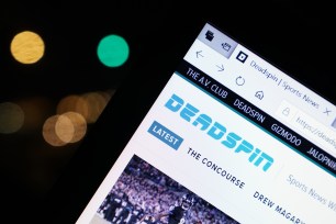 A general view of the deadspin.com website as seen in New York, NY on December 19, 2019. (Postinhouse Photo/Christopher Sadowski)