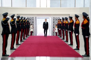 Syrian President Bashar Assad reviews an honor guard at the Syrian Presidential Palace in Damascus, Syria, July 17, 2021.