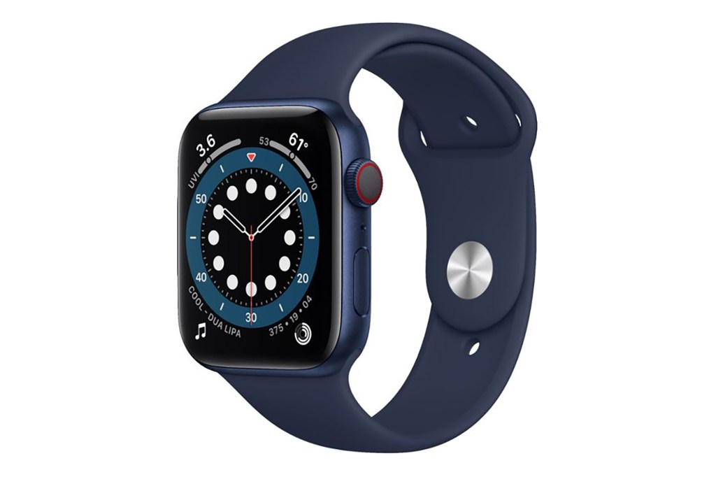 A navy blue Apple Watch 