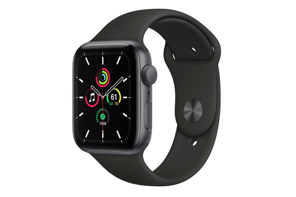 A black Apple Watch SE