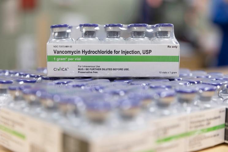 This 2019 photo provided by Civica Rx shows vials of vancomycin in Lehi, Utah.