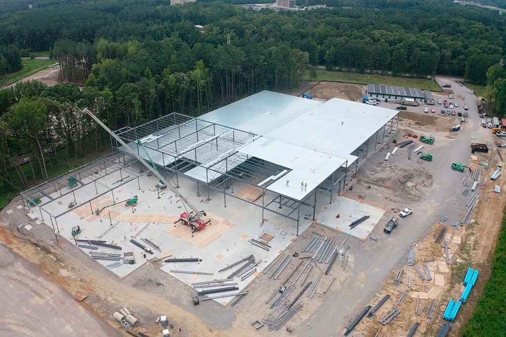 This July 21, 2021 photo provided by Civica Rx shows construction of their Essential Medicines Manufacturing Facility in Petersburg, Va.