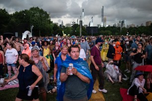 Concert goes grow worried as a lightstorm from Hurricane Henri quickly approaches Central Park.