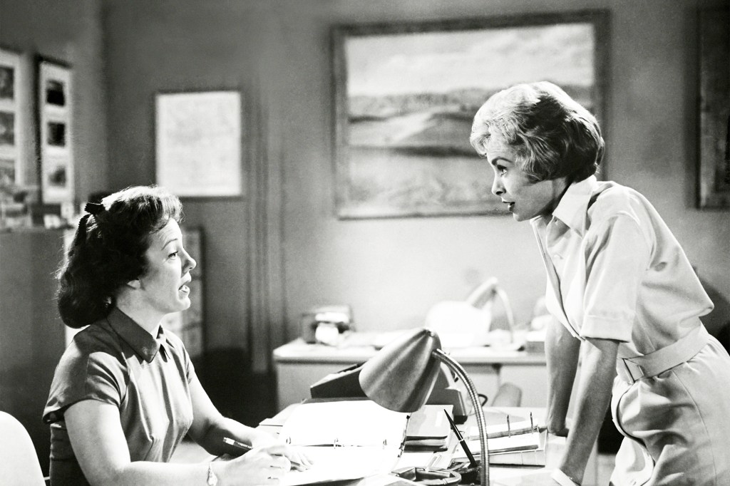 Pat Hitchcock and Janet Leigh in their iconic scene from the 1960 Alfred Hitchcock chiller "Psycho."