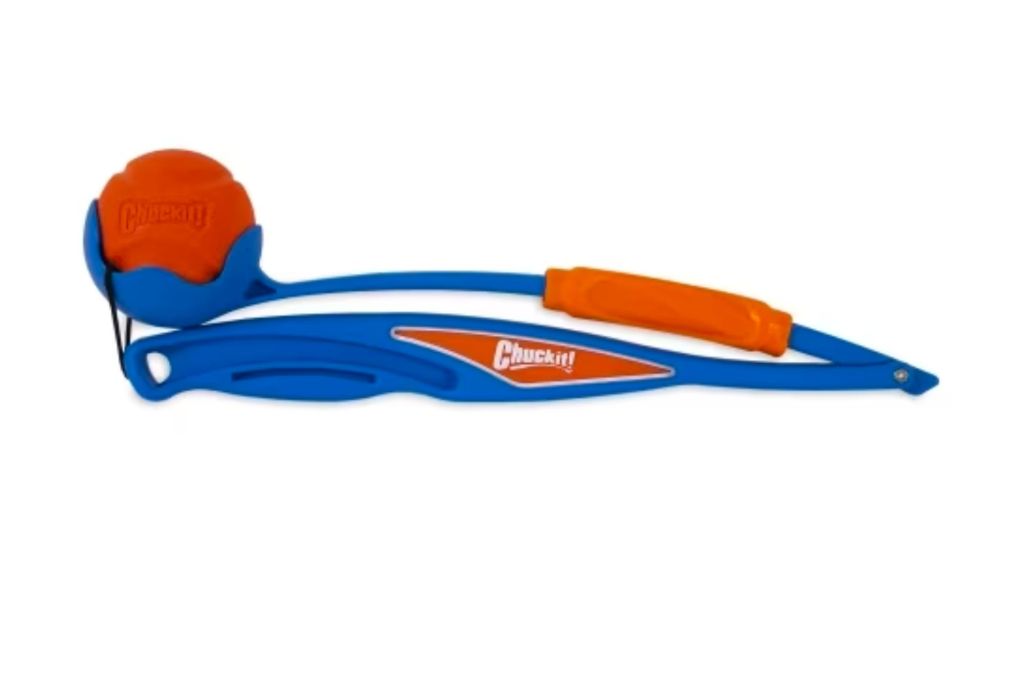 Pet toy launcher with ball inside.