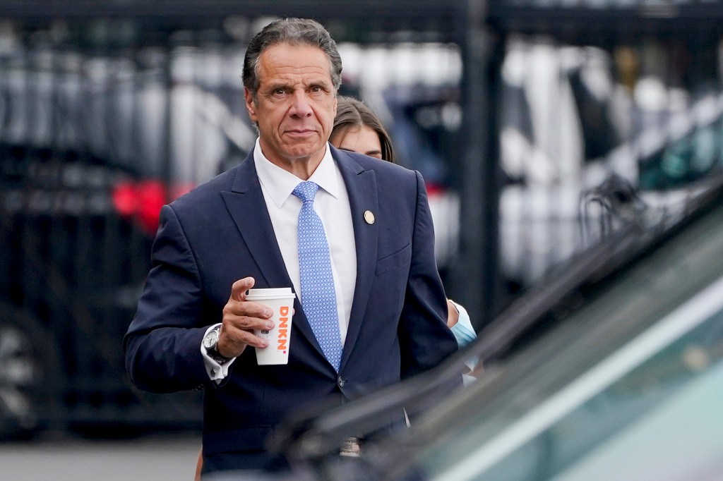 Gov. Cuomo prepares to heads to a helicopter after announcing his resignation, on August 10, 2021.