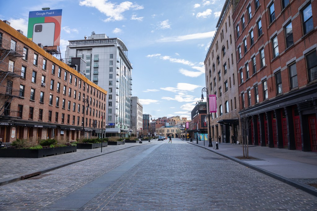 Empty streets in the Meatpacking District in Manhattan during the outbreak of Coronavirus (COVID-19).