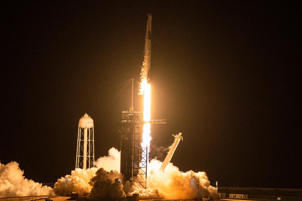 The SpaceX Falcon 9 rocket carrying the Inspiration4 crew launches from Pad 39A at NASA's Kennedy Space Center in Cape Canaveral, Florida on September 15, 2021.