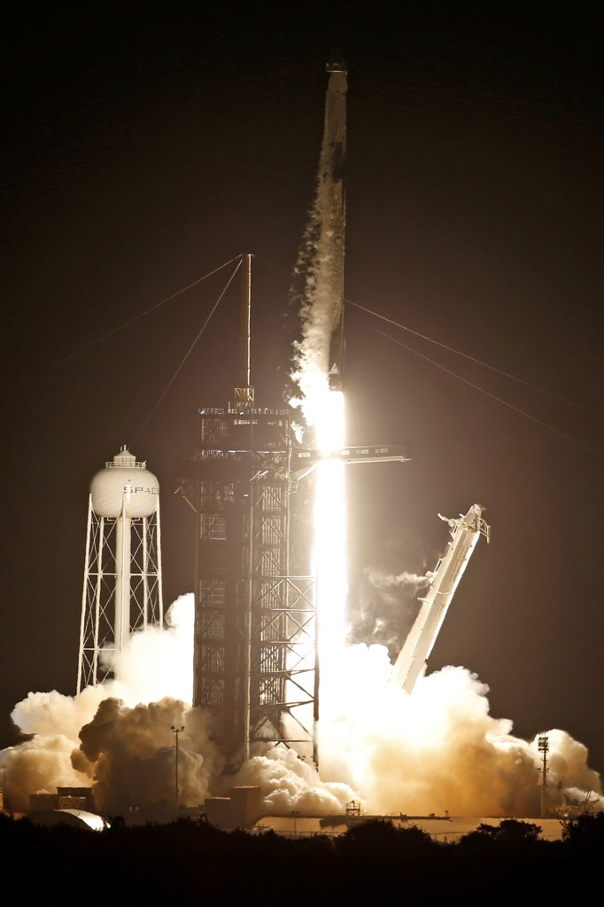 A SpaceX Falcon 9 rocket with the Crew Dragon capsule lifts off from Pad 39A on the Inspiration 4 civilian crew mission at the Kennedy Space Center in Cape Canaveral, U.S., September 15, 2021.