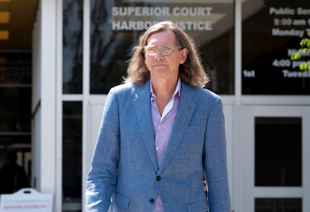 William Hutchinson, 63-year-old Texas real estate developer and reality tv personality, exits superior court in Newport Beach, CA on Tuesday July 13, 2021.