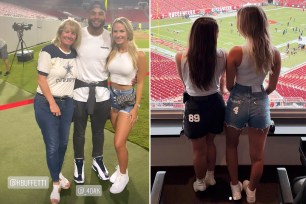 Natalie Buffett (right) with her mom and Dak Prescott after the Cowboys game on Sept. 9, 2021.