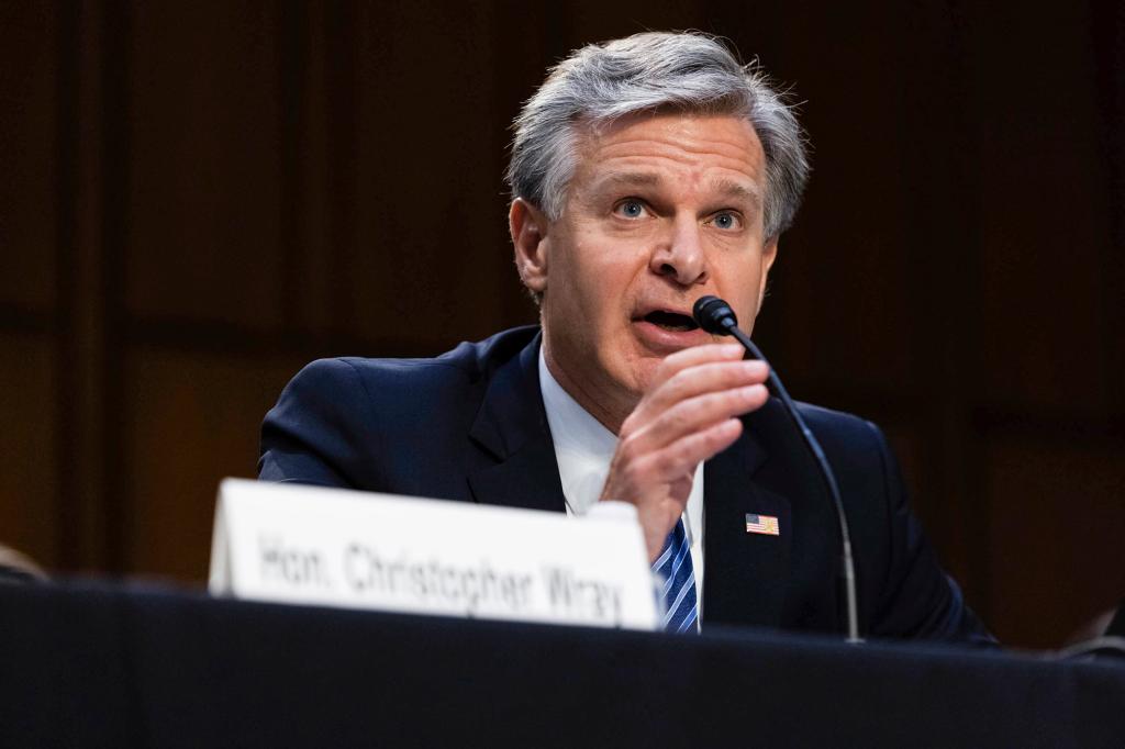 FBI Director Christopher Wray testifies during a Senate Judiciary hearing about the Inspector General's report on the FBI's handling of the Larry Nassar investigation