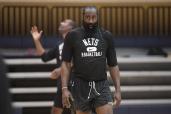 Nets' James Harden practices during Nets practice