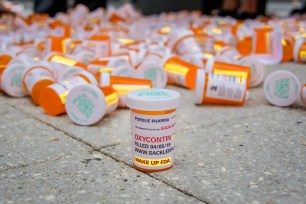 Members of P.A.I.N. (Prescription Addiction Intervention Now) and Truth Pharm staged a protest on September 12, 2019 outside Purdue Pharma headquarters in Stamford, over their recent controversial opioid settlement