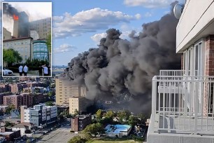 Four people were injured and a number of patients were evacuated when a two-alarm fire broke out on the roof of a Queens hospital Friday.