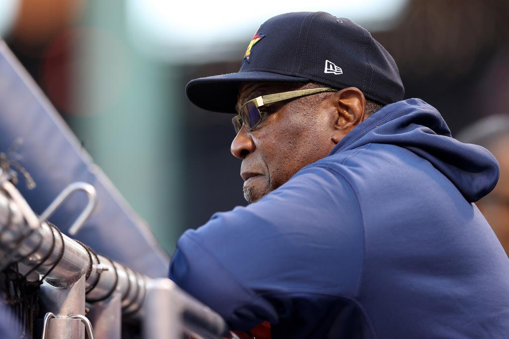 Manager Dusty Baker of the Houston Astros stands on the field prior to Game Five of the American League Championship Series against the Boston Red Sox at Fenway Park on October 20, 2021 in Boston, Massachusetts.