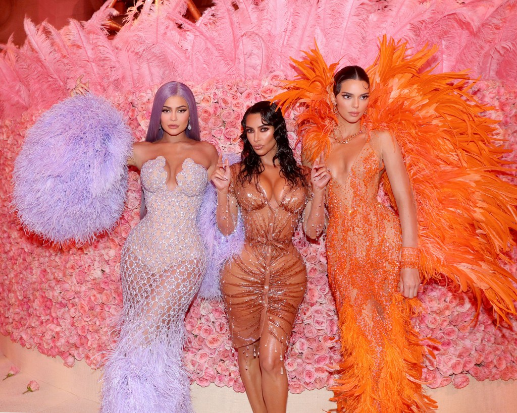 Kylie Jenner, Kim Kardashian West and Kendall Jenner attend the 2019 Met Gala.