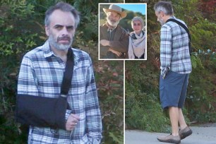 Cinematographer Joel Souza is spotted briefly outside his home with an arm brace.