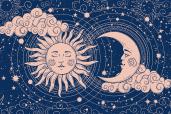 Illustration of the sun and moon.