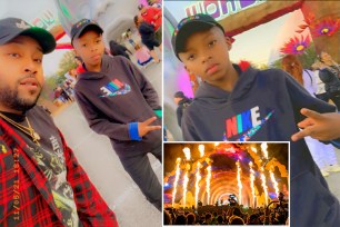 This photo provided by Taylor Blount shows Ezra Blount, 9, posing outside the Astroworld music festival in Houston.