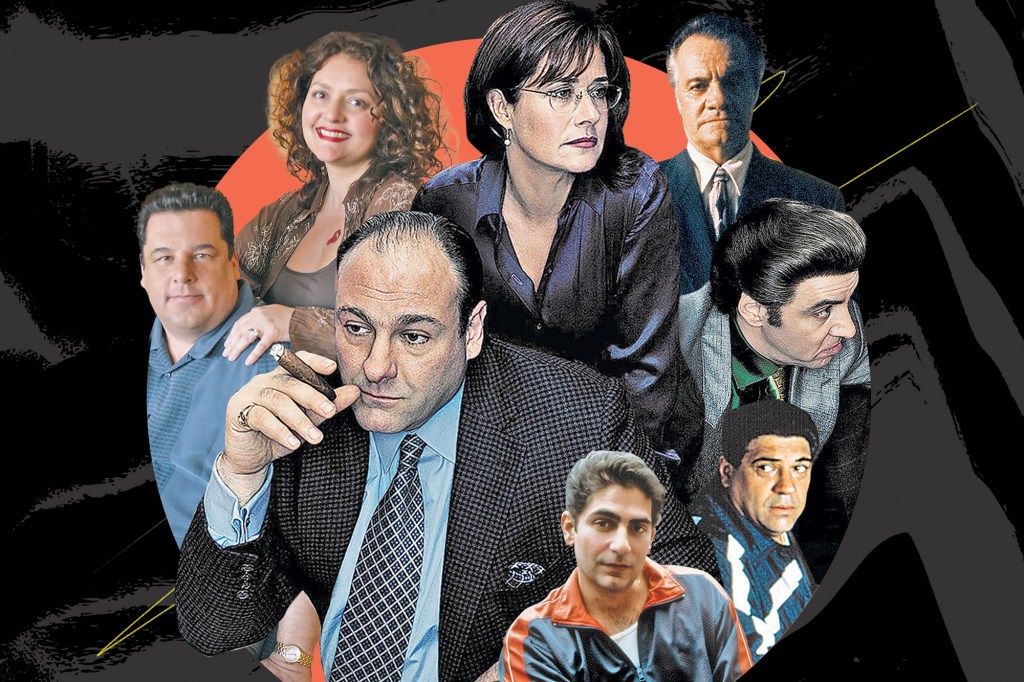 A photo montage showing the main characters from "The Sopranos."