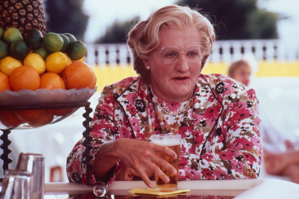 Robin Williams in the 1993 film "Mrs. Doubtfire," which is now a Broadway musical.