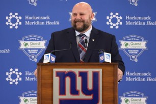 Brian Daboll speaks at his introductory press conference.