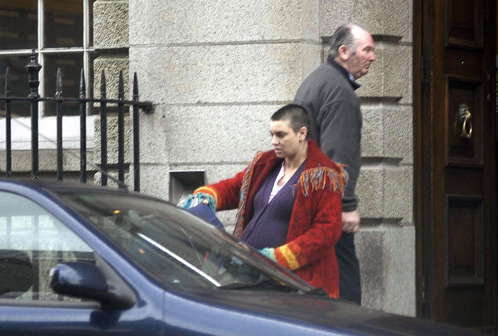 Sinead O'Connor is seen leaving Holles Street Maternity Hospital with her son Shane on March 13, 2004.