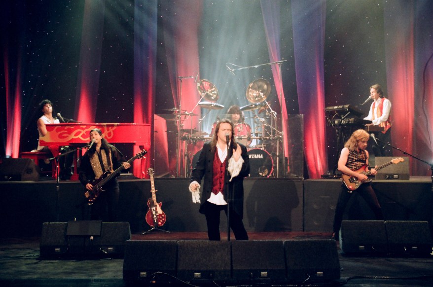 Meat Loaf shines before his audience on stage during a performance on October 1, 1993.