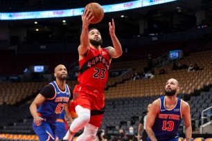 Fred VanVleet scored a game-high 35 points against the Knicks.