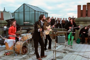 The Beatles performing in a scene from the Disney+ documentary "Get Back."