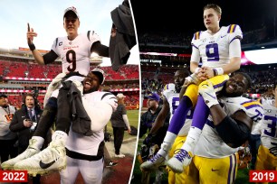 Joe Burrow and Tyler Shelvin