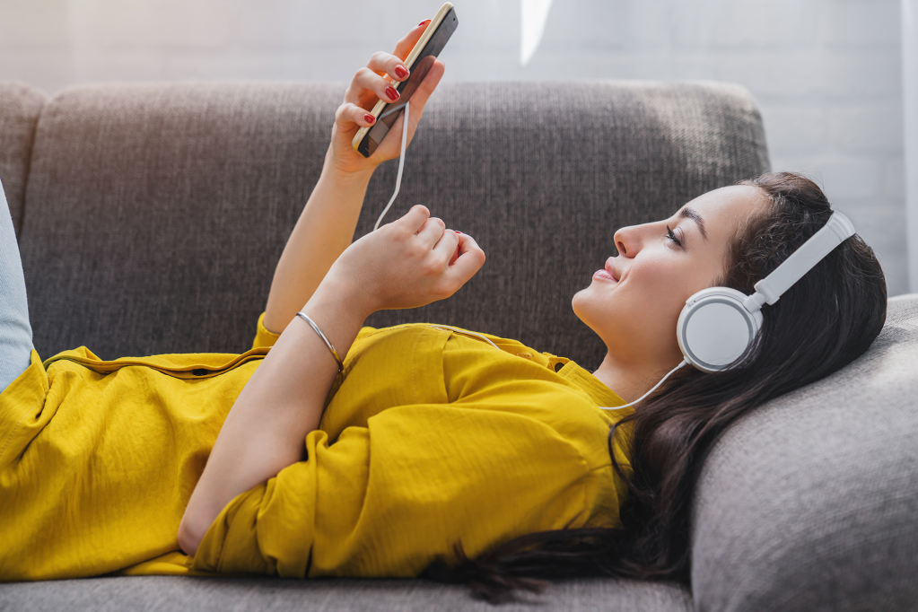 Woman listening to music