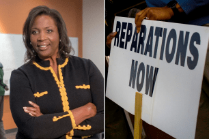 Lisa Cook; Reparations sign.