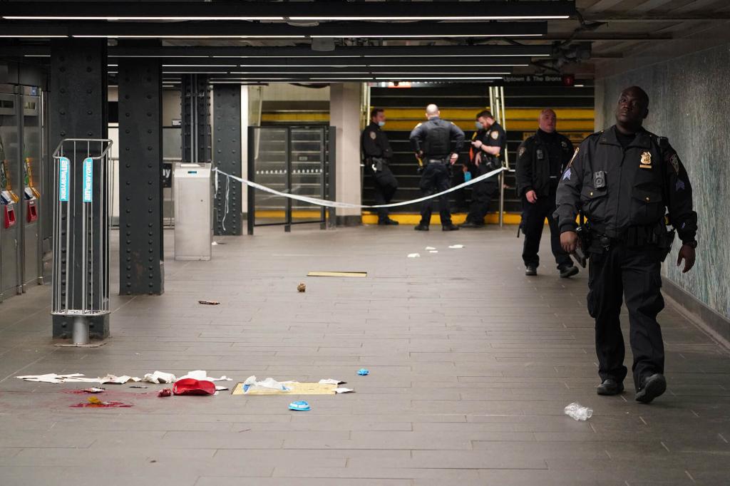 Police at the scene where a person was fatally stabbed inside the 34th Street subway station located at Seventh Avenue and W34th Street in New York, NY around 12:30 a.m. on November 21, 2021.