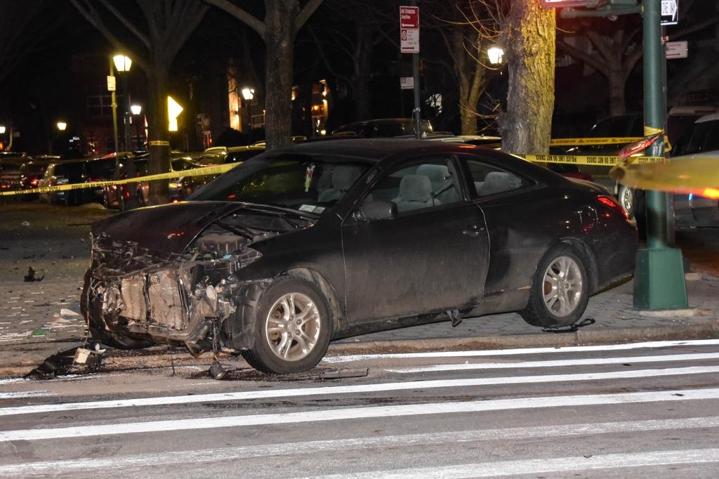 three vehicles were involved in an accident on Eastern Parkway and Rogers Avenue