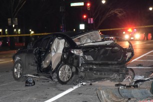 three vehicles were involved in an accident on Eastern Parkway and Rogers Avenue.