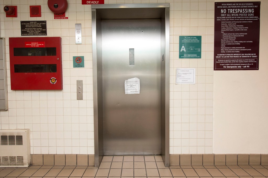 Residents at an NYCHA apartment at 154 West 84th Street in the Upper West Side dealt with a broken elevator in 2019.